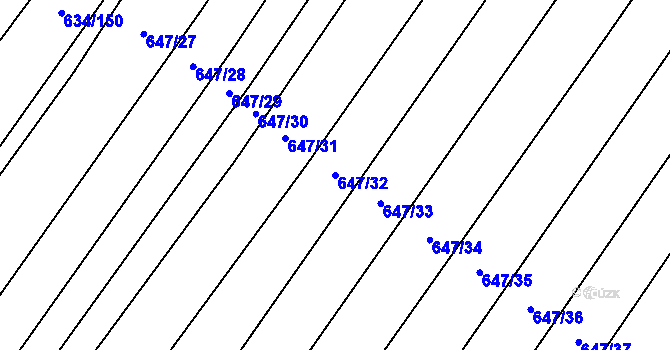 Parcela st. 647/32 v KÚ Nová Ves u Oslavan, Katastrální mapa