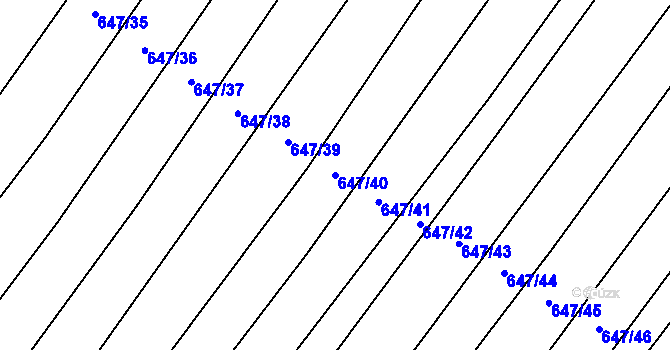 Parcela st. 647/40 v KÚ Nová Ves u Oslavan, Katastrální mapa