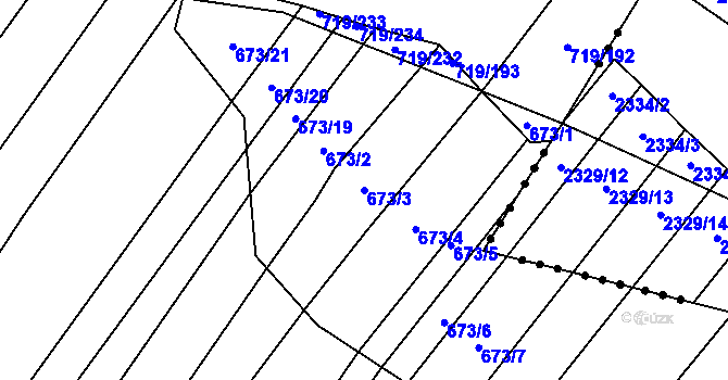 Parcela st. 673/3 v KÚ Nová Ves u Oslavan, Katastrální mapa