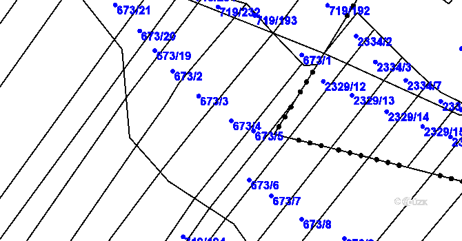 Parcela st. 673/4 v KÚ Nová Ves u Oslavan, Katastrální mapa