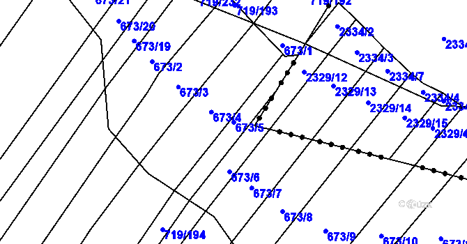Parcela st. 673/5 v KÚ Nová Ves u Oslavan, Katastrální mapa