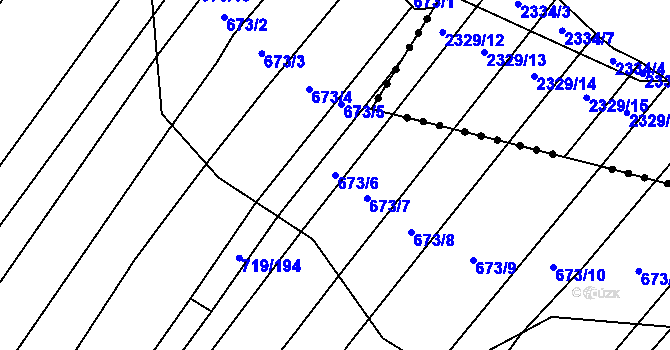 Parcela st. 673/6 v KÚ Nová Ves u Oslavan, Katastrální mapa