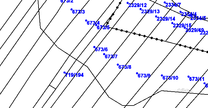 Parcela st. 673/7 v KÚ Nová Ves u Oslavan, Katastrální mapa