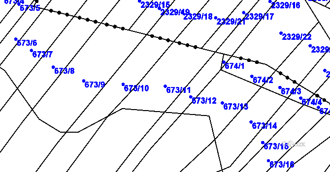Parcela st. 673/11 v KÚ Nová Ves u Oslavan, Katastrální mapa