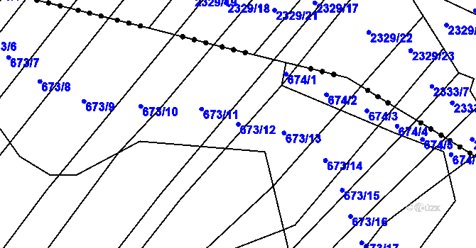 Parcela st. 673/12 v KÚ Nová Ves u Oslavan, Katastrální mapa