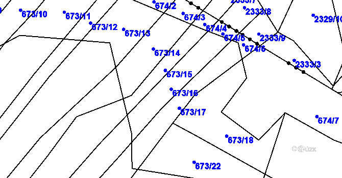 Parcela st. 673/16 v KÚ Nová Ves u Oslavan, Katastrální mapa