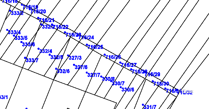 Parcela st. 716/26 v KÚ Nová Ves u Oslavan, Katastrální mapa