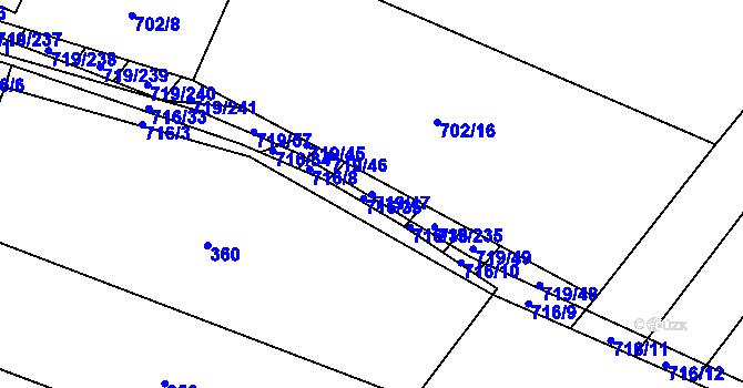 Parcela st. 719/47 v KÚ Nová Ves u Oslavan, Katastrální mapa