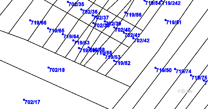Parcela st. 719/53 v KÚ Nová Ves u Oslavan, Katastrální mapa