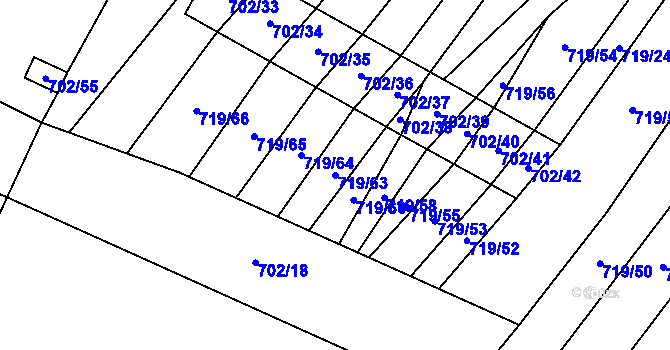 Parcela st. 719/63 v KÚ Nová Ves u Oslavan, Katastrální mapa