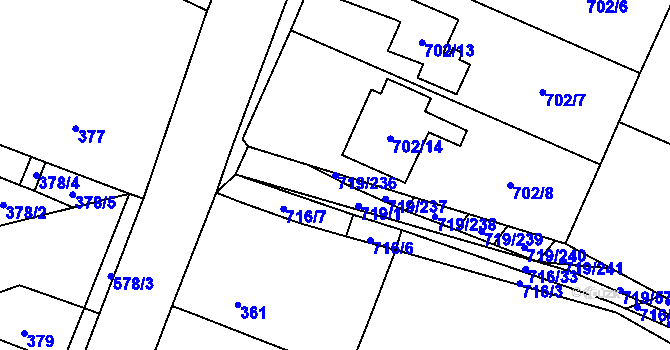 Parcela st. 719/236 v KÚ Nová Ves u Oslavan, Katastrální mapa
