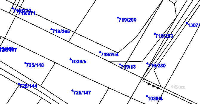 Parcela st. 719/264 v KÚ Nová Ves u Oslavan, Katastrální mapa