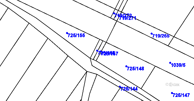 Parcela st. 725/158 v KÚ Nová Ves u Oslavan, Katastrální mapa