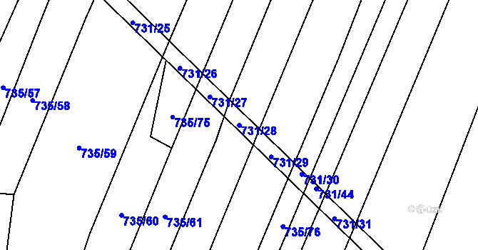 Parcela st. 731/28 v KÚ Nová Ves u Oslavan, Katastrální mapa