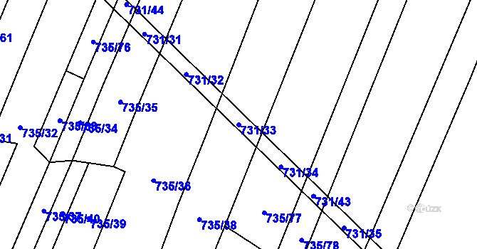 Parcela st. 731/33 v KÚ Nová Ves u Oslavan, Katastrální mapa