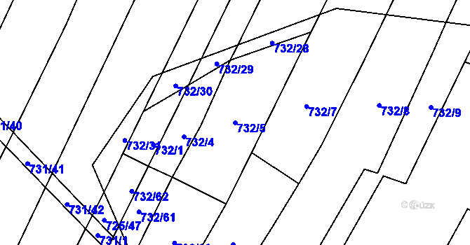 Parcela st. 732/5 v KÚ Nová Ves u Oslavan, Katastrální mapa