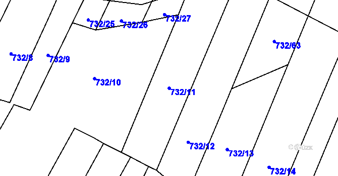 Parcela st. 732/11 v KÚ Nová Ves u Oslavan, Katastrální mapa