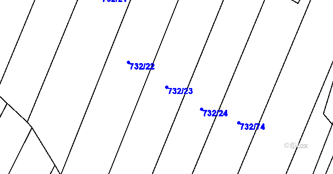 Parcela st. 732/23 v KÚ Nová Ves u Oslavan, Katastrální mapa
