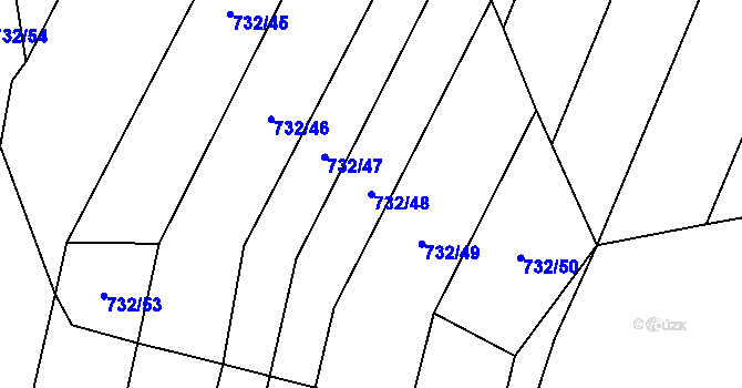 Parcela st. 732/48 v KÚ Nová Ves u Oslavan, Katastrální mapa