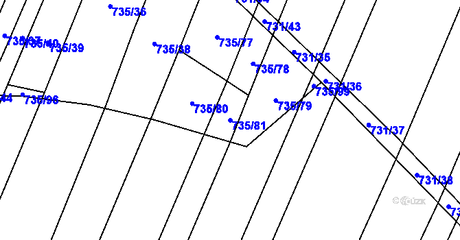 Parcela st. 735/81 v KÚ Nová Ves u Oslavan, Katastrální mapa
