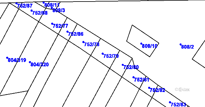 Parcela st. 752/79 v KÚ Nová Ves u Oslavan, Katastrální mapa