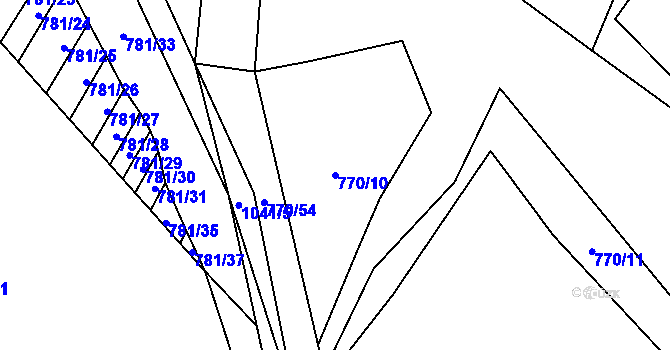 Parcela st. 770/10 v KÚ Nová Ves u Oslavan, Katastrální mapa