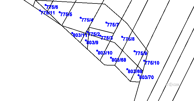 Parcela st. 803/10 v KÚ Nová Ves u Oslavan, Katastrální mapa