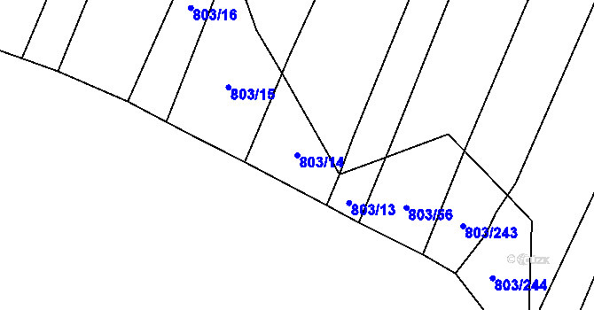 Parcela st. 803/14 v KÚ Nová Ves u Oslavan, Katastrální mapa