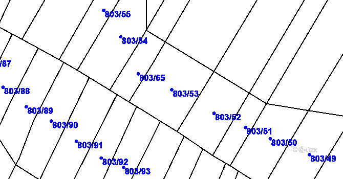 Parcela st. 803/53 v KÚ Nová Ves u Oslavan, Katastrální mapa