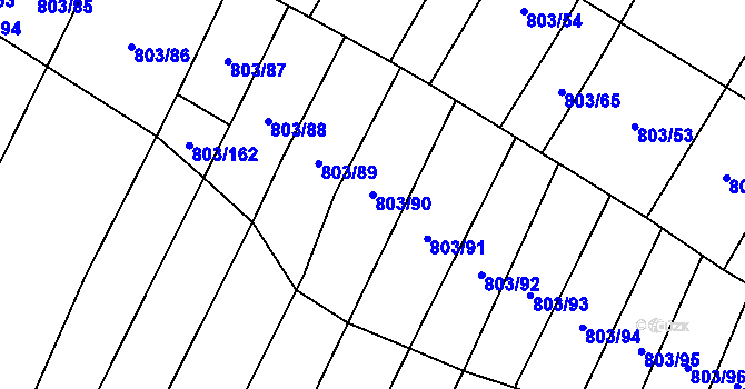 Parcela st. 803/90 v KÚ Nová Ves u Oslavan, Katastrální mapa