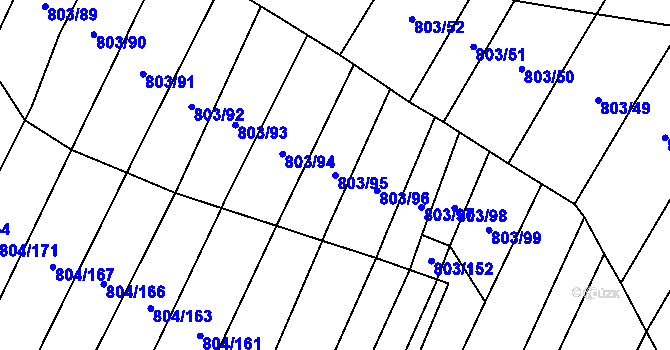 Parcela st. 803/95 v KÚ Nová Ves u Oslavan, Katastrální mapa