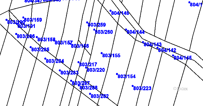 Parcela st. 803/155 v KÚ Nová Ves u Oslavan, Katastrální mapa