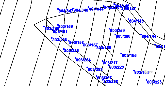 Parcela st. 803/157 v KÚ Nová Ves u Oslavan, Katastrální mapa
