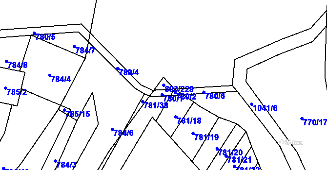 Parcela st. 803/229 v KÚ Nová Ves u Oslavan, Katastrální mapa