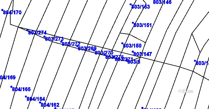 Parcela st. 803/275 v KÚ Nová Ves u Oslavan, Katastrální mapa