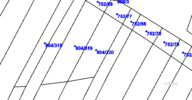 Parcela st. 804/320 v KÚ Nová Ves u Oslavan, Katastrální mapa
