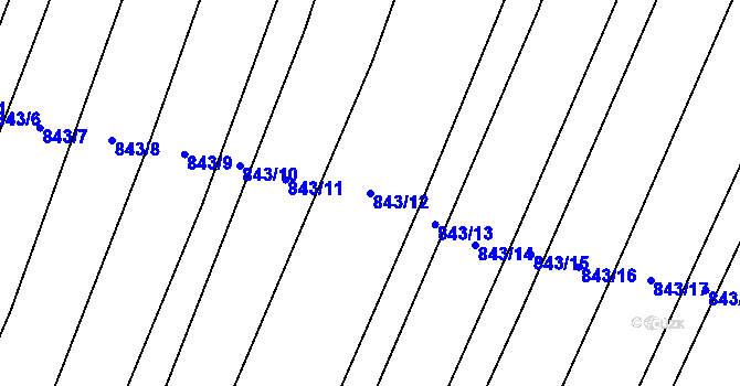Parcela st. 843/12 v KÚ Nová Ves u Oslavan, Katastrální mapa