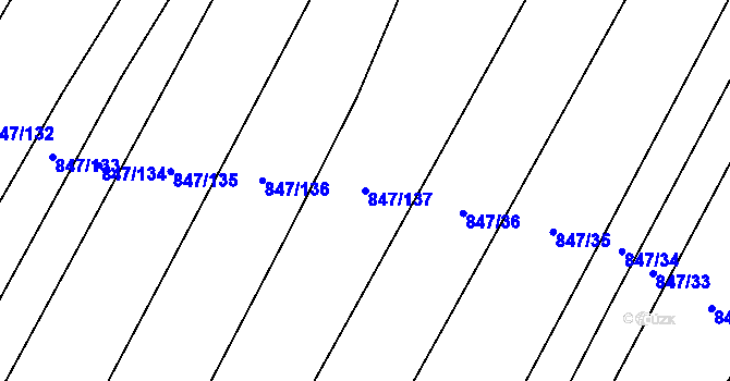 Parcela st. 847/137 v KÚ Nová Ves u Oslavan, Katastrální mapa
