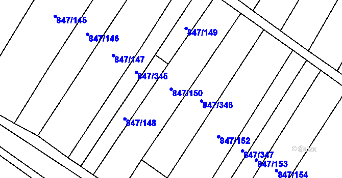 Parcela st. 847/150 v KÚ Nová Ves u Oslavan, Katastrální mapa