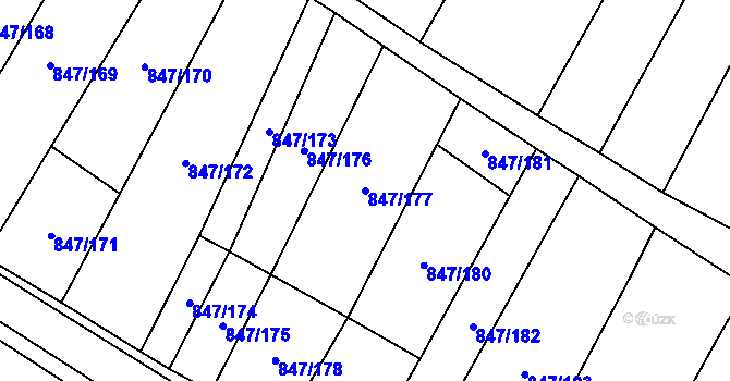 Parcela st. 847/177 v KÚ Nová Ves u Oslavan, Katastrální mapa