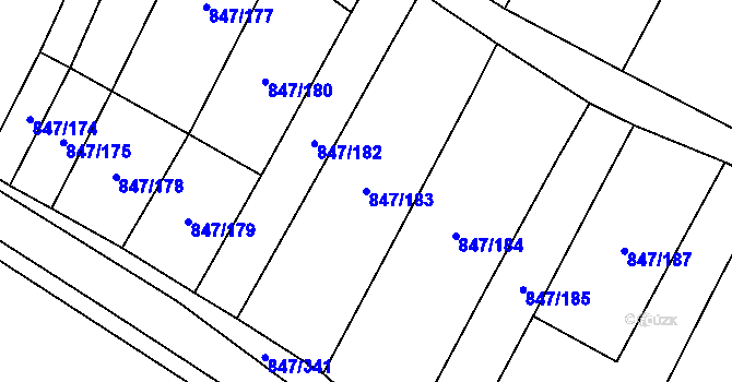 Parcela st. 847/183 v KÚ Nová Ves u Oslavan, Katastrální mapa