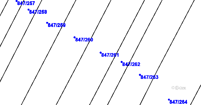 Parcela st. 847/261 v KÚ Nová Ves u Oslavan, Katastrální mapa