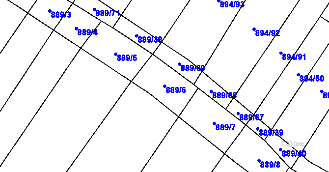 Parcela st. 889/6 v KÚ Nová Ves u Oslavan, Katastrální mapa