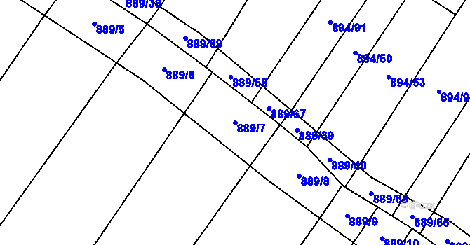 Parcela st. 889/7 v KÚ Nová Ves u Oslavan, Katastrální mapa