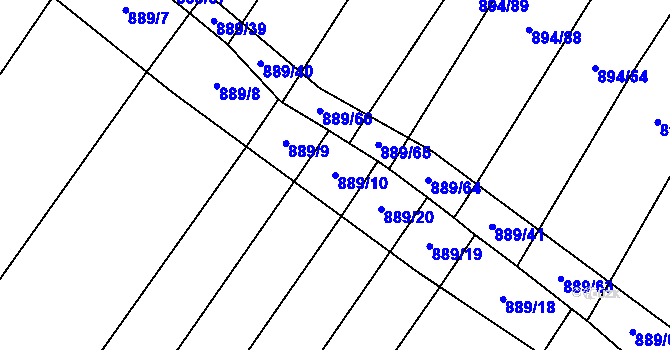 Parcela st. 889/10 v KÚ Nová Ves u Oslavan, Katastrální mapa