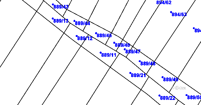 Parcela st. 889/11 v KÚ Nová Ves u Oslavan, Katastrální mapa