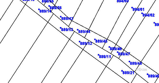 Parcela st. 889/12 v KÚ Nová Ves u Oslavan, Katastrální mapa