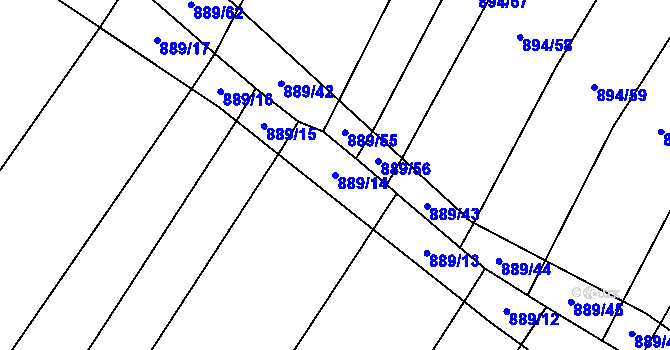 Parcela st. 889/14 v KÚ Nová Ves u Oslavan, Katastrální mapa