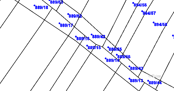 Parcela st. 889/15 v KÚ Nová Ves u Oslavan, Katastrální mapa