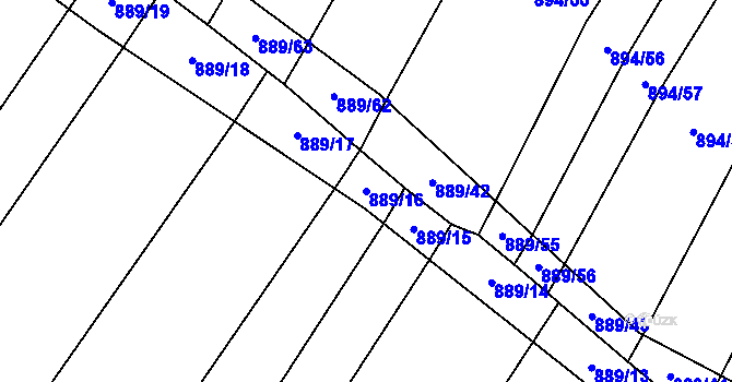 Parcela st. 889/16 v KÚ Nová Ves u Oslavan, Katastrální mapa
